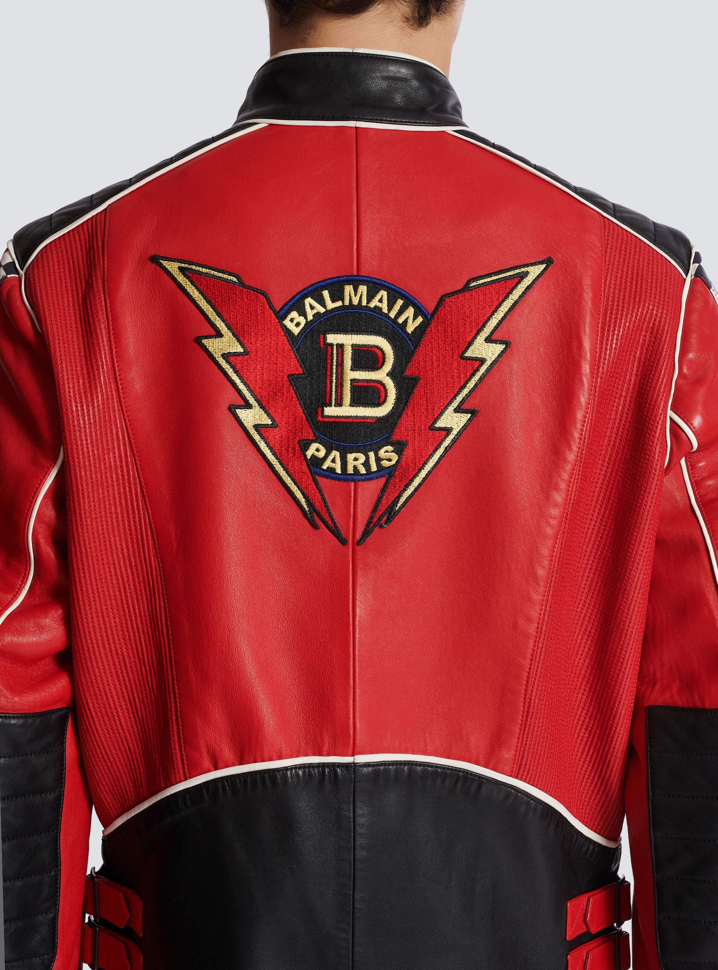 Lambskin jacket with Balmain Racing patches - 10