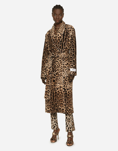 Dolce & Gabbana Leopard-print terrycloth coat with belt and the Re-Edition label outlook