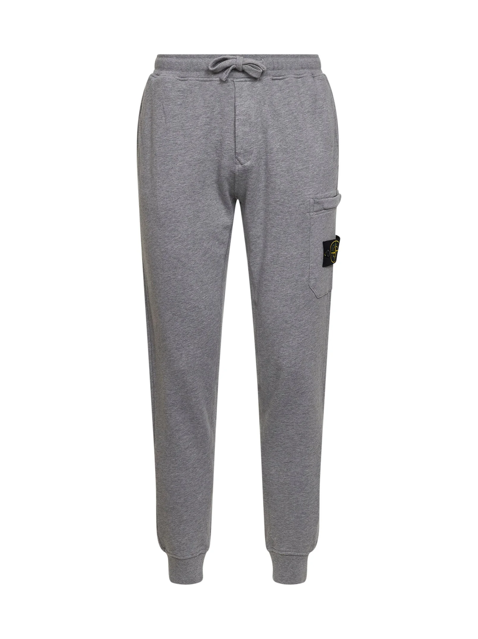 Stone Island Men Dust Grey Melange Organic Mélange Cotton Fleece Joggers - 1