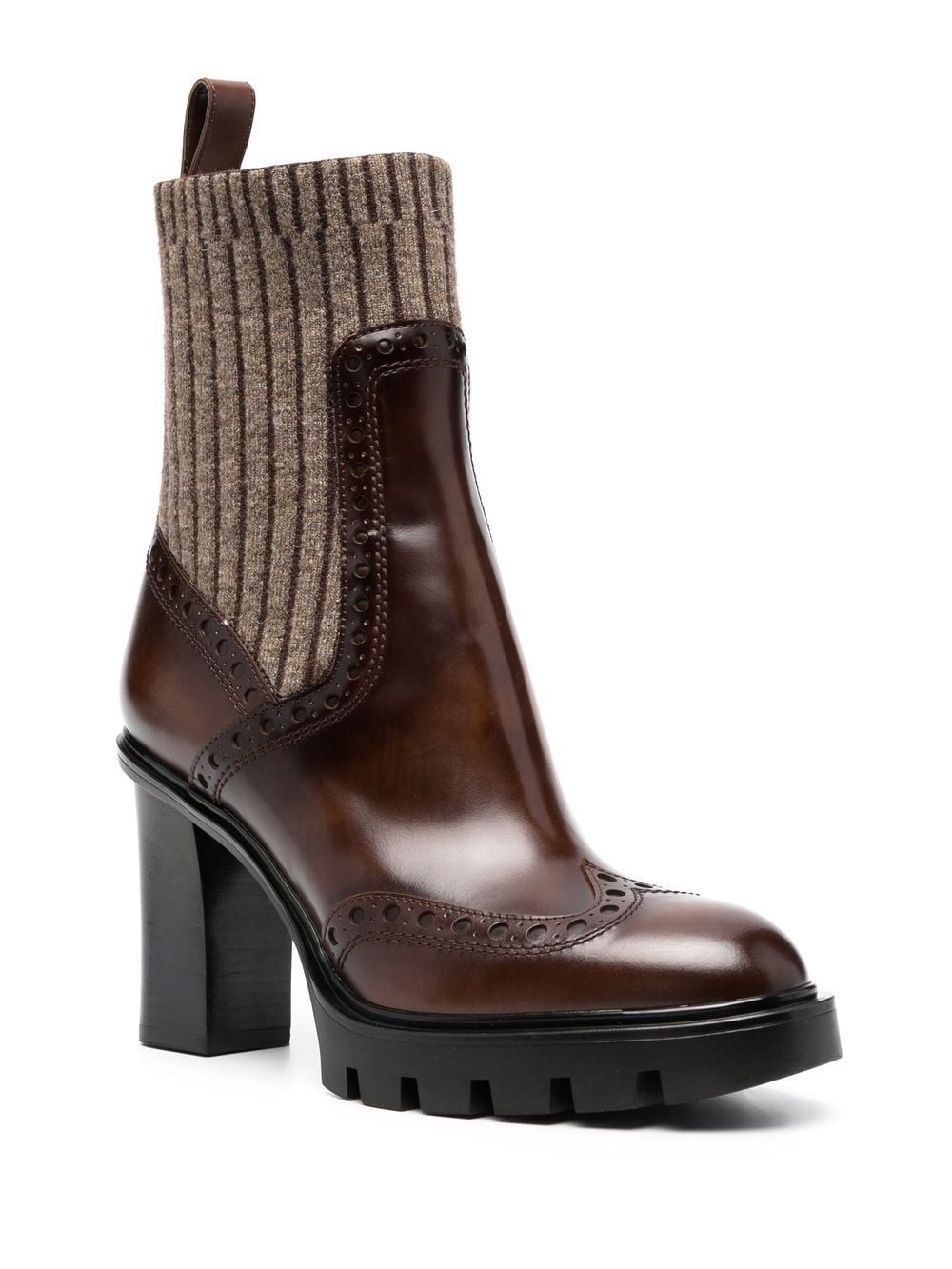 mid-heel brogue sock boot - 2