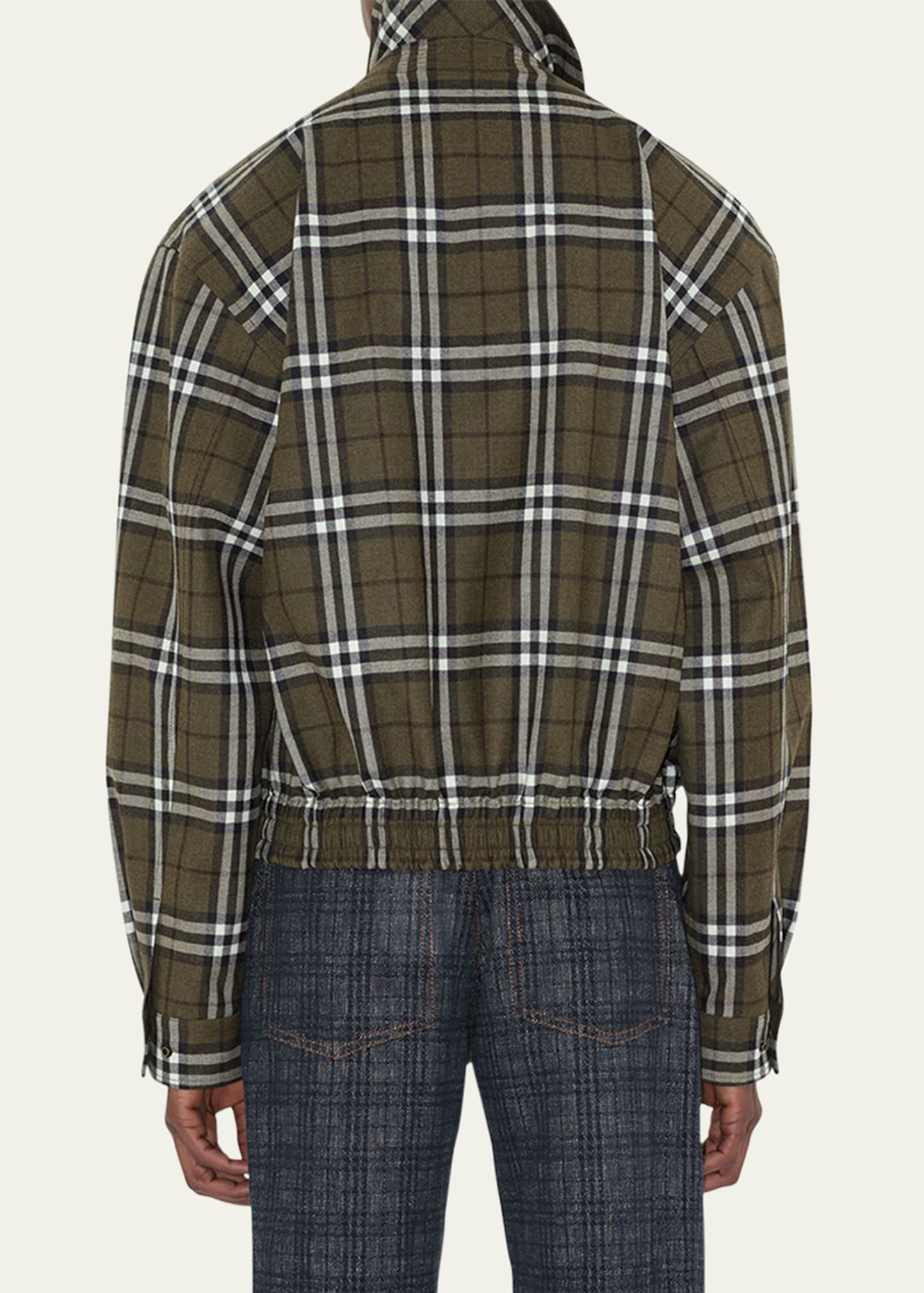 Men's Wool Check Blouson Zip Jacket - 3
