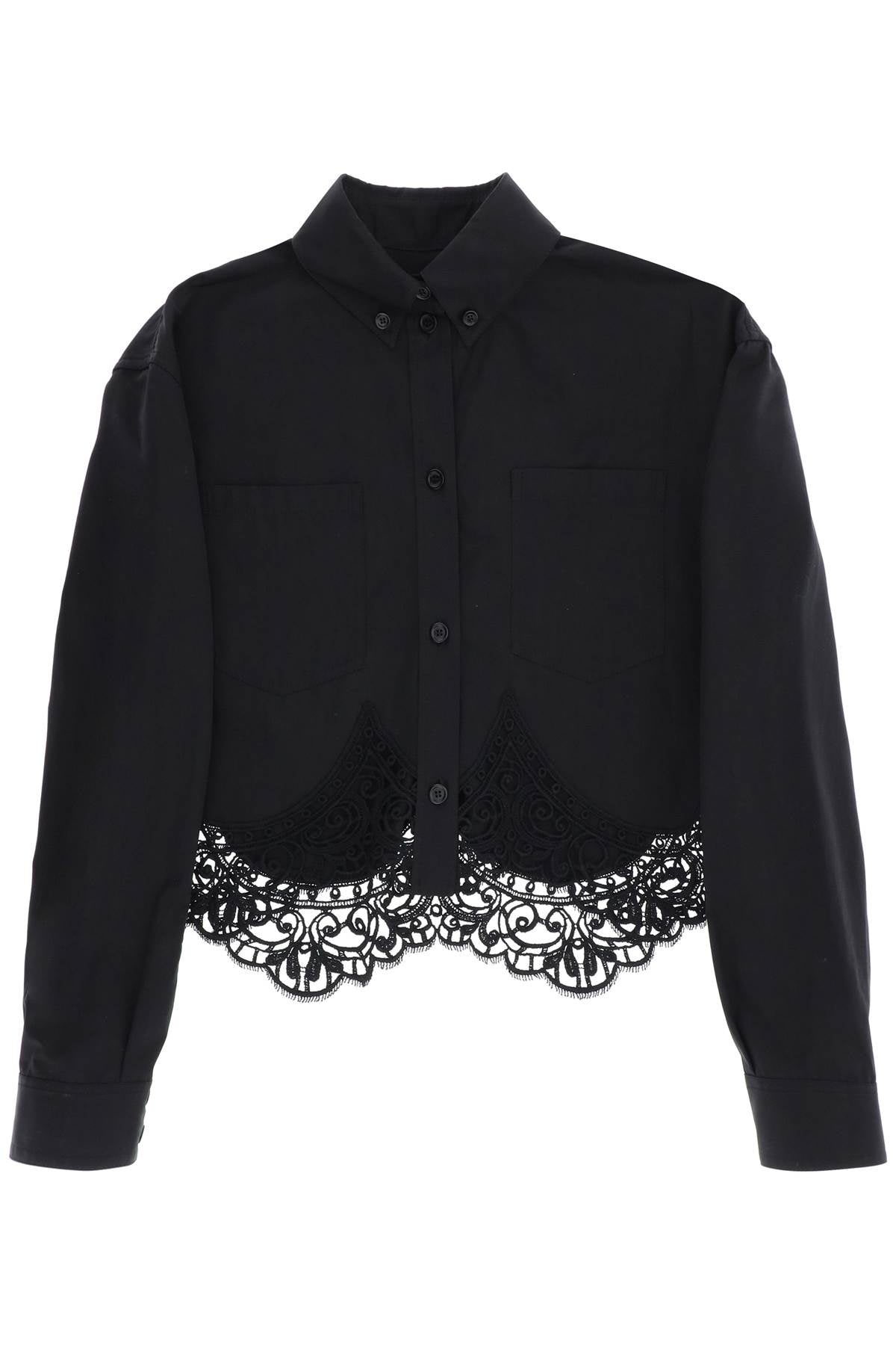 Burberry Cropped Shirt With Macrame Lace Insert Women - 1