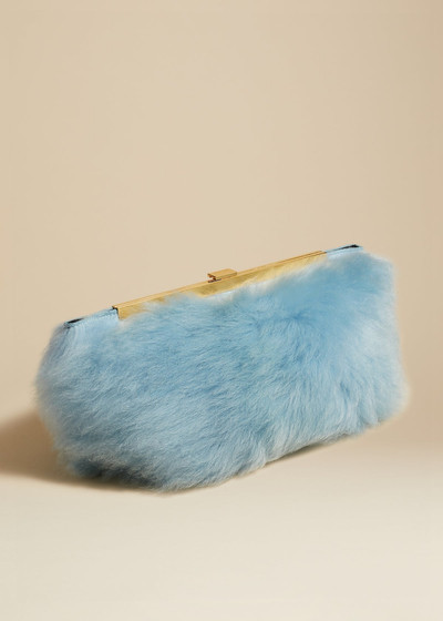 KHAITE The Aimee Clutch in Baby Blue Shearling outlook