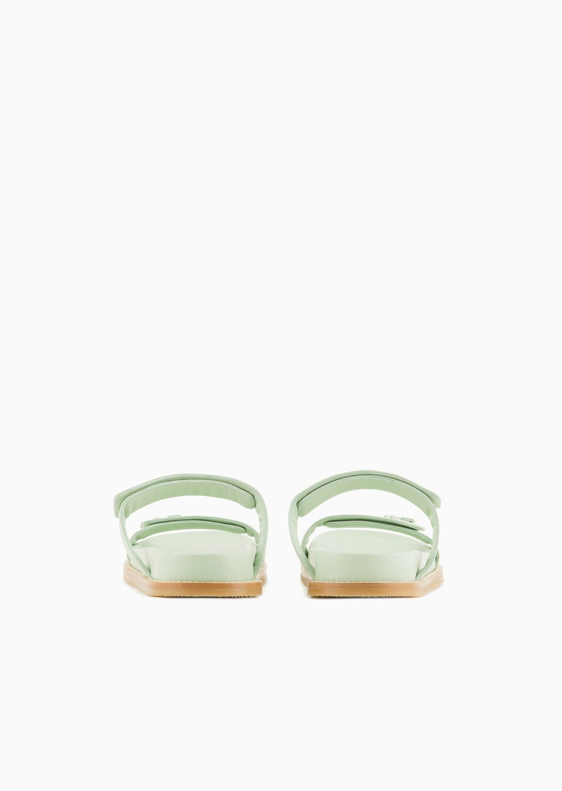 EMPORIO ARMANI Double-band sandals in nappa leather with EA logo outlook