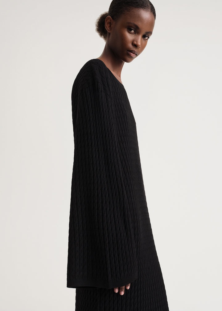 Cable knit dress black - 5