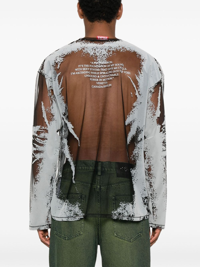 abstract-print mesh T-shirt 4