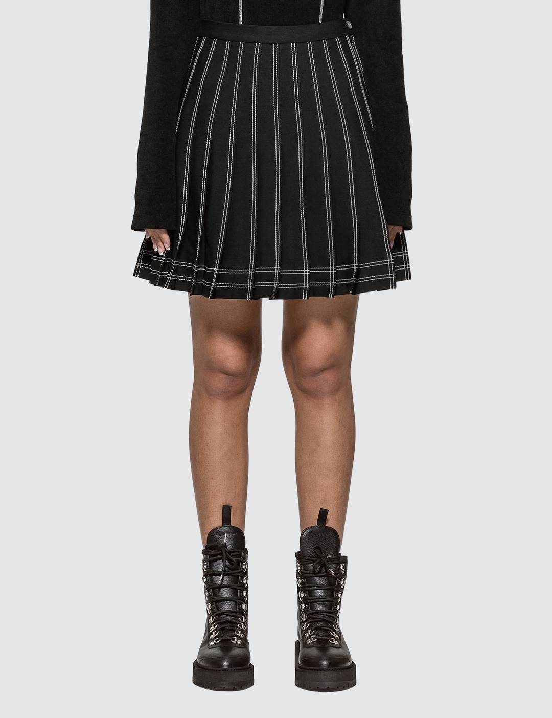 Pleated Twill Mini Skirt - 1