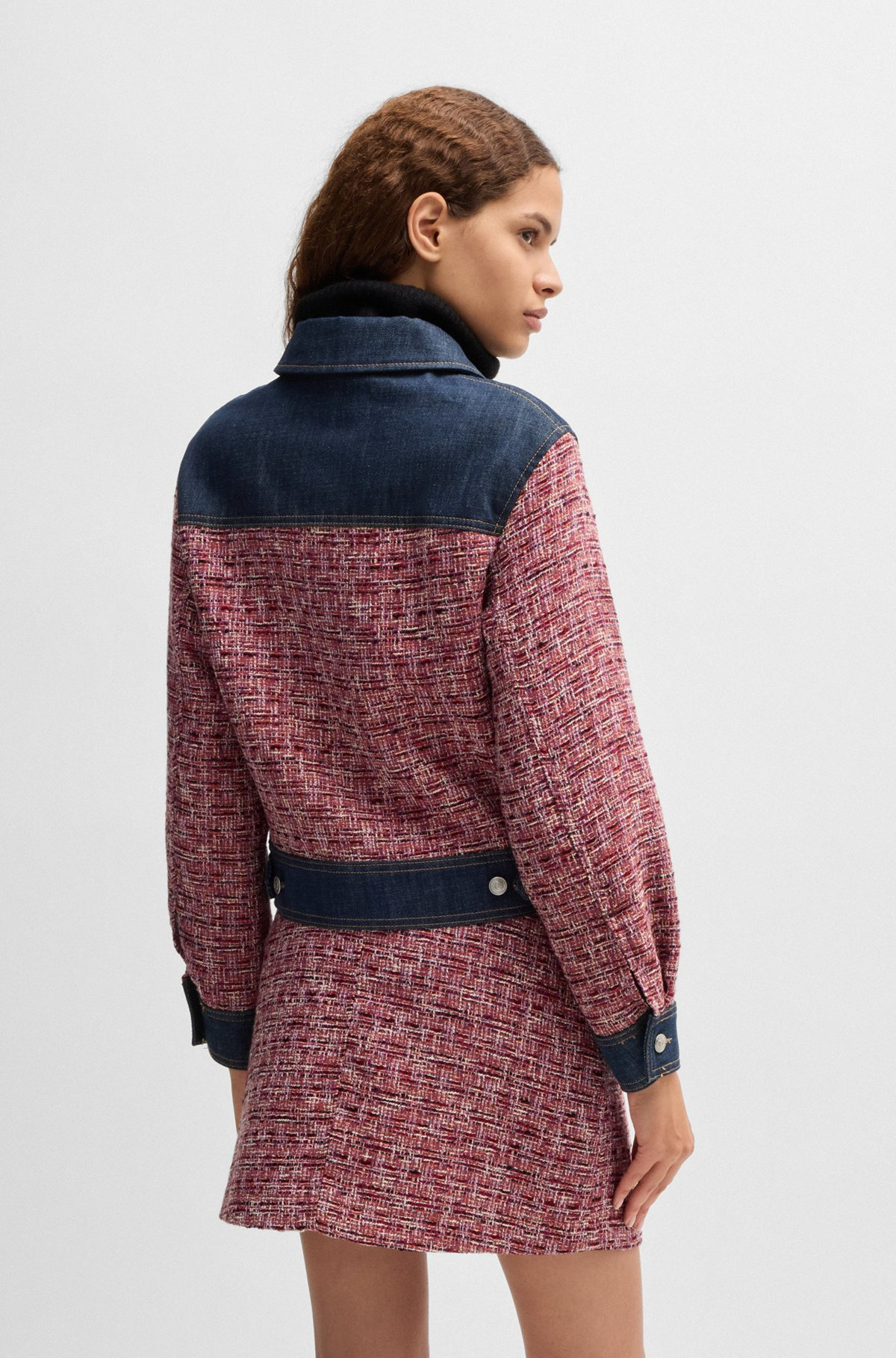 MULTICOLORED-TWEED JACKET WITH DENIM TRIMS - 4