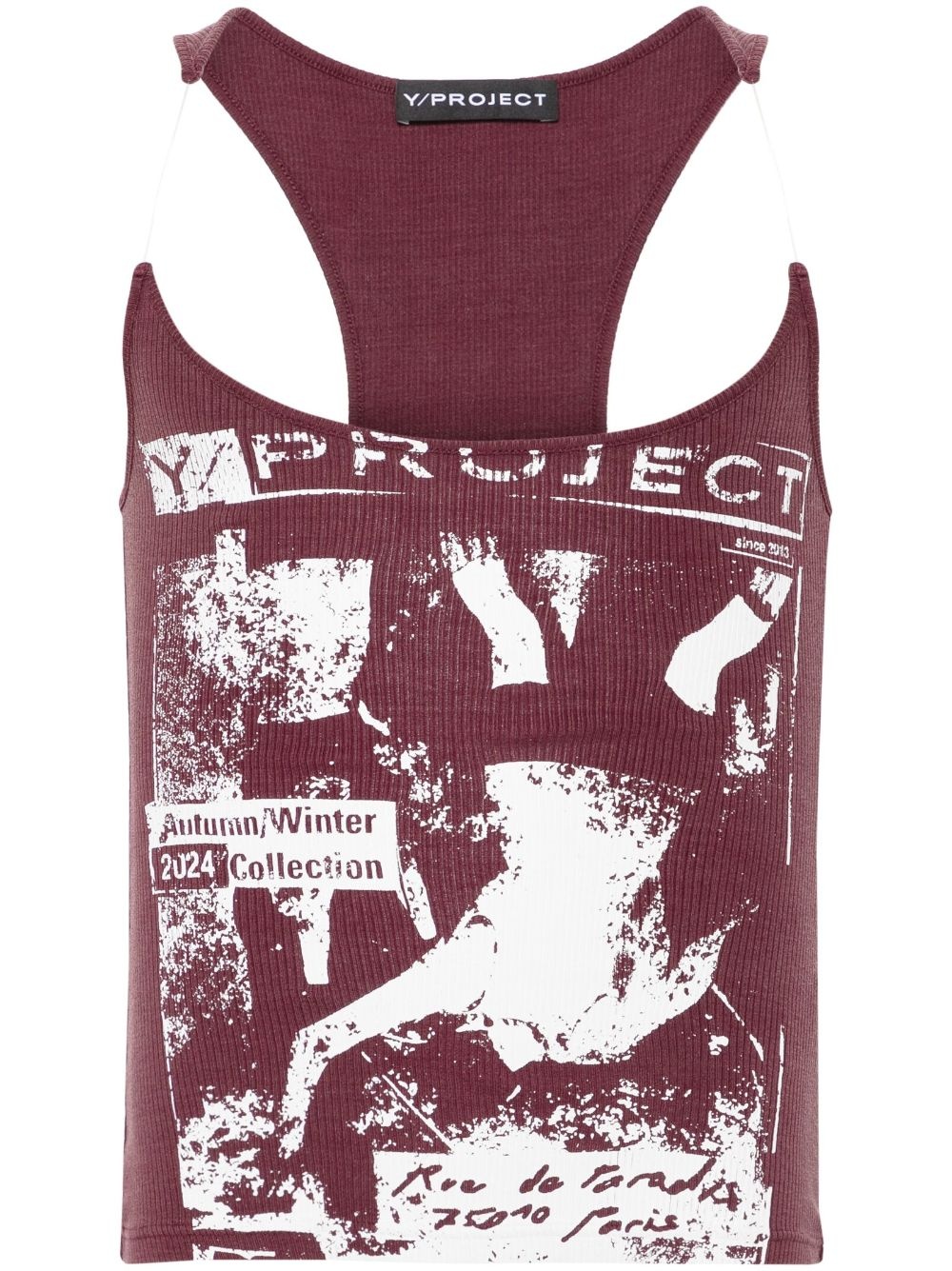 rock band-print invisible strap tank top - 1