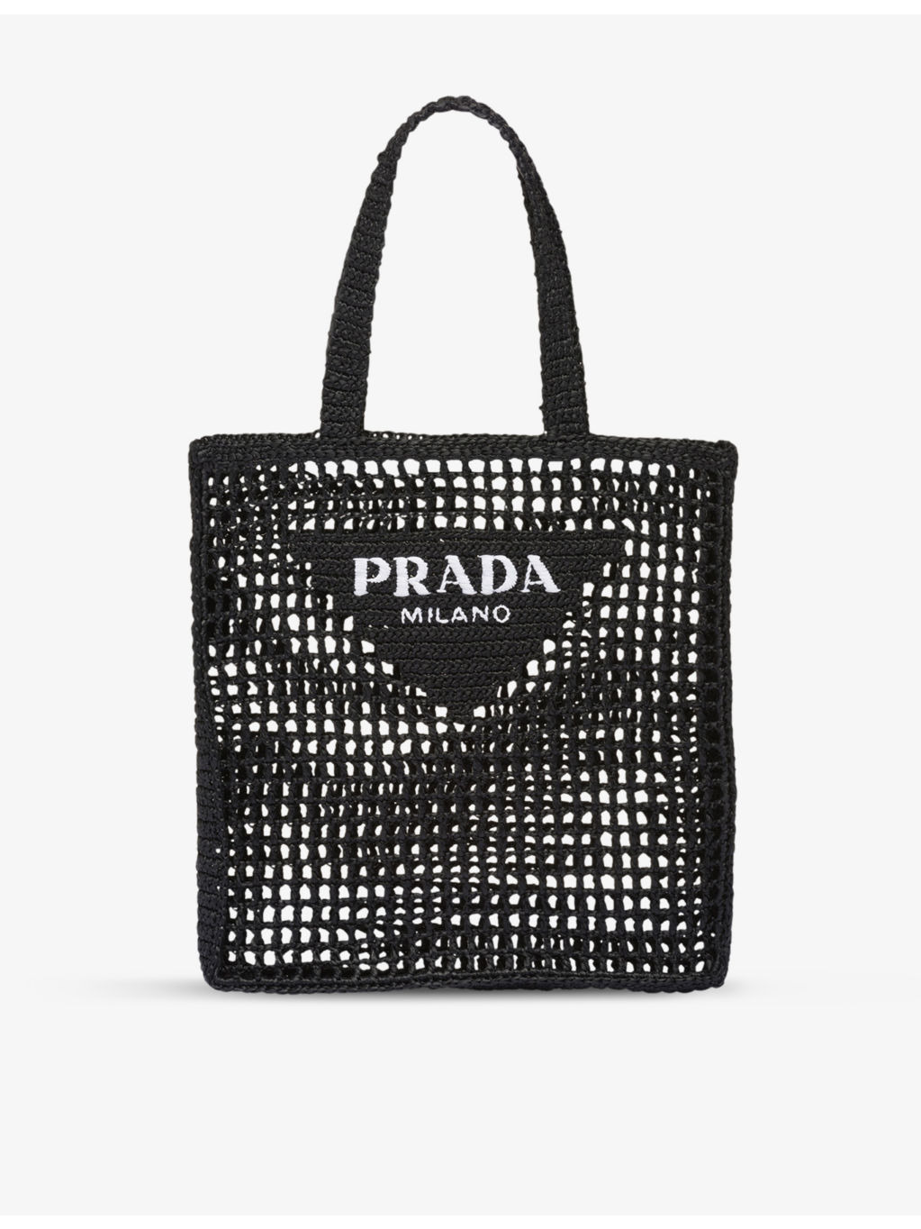 Brand-embroidered crochet tote bag - 1
