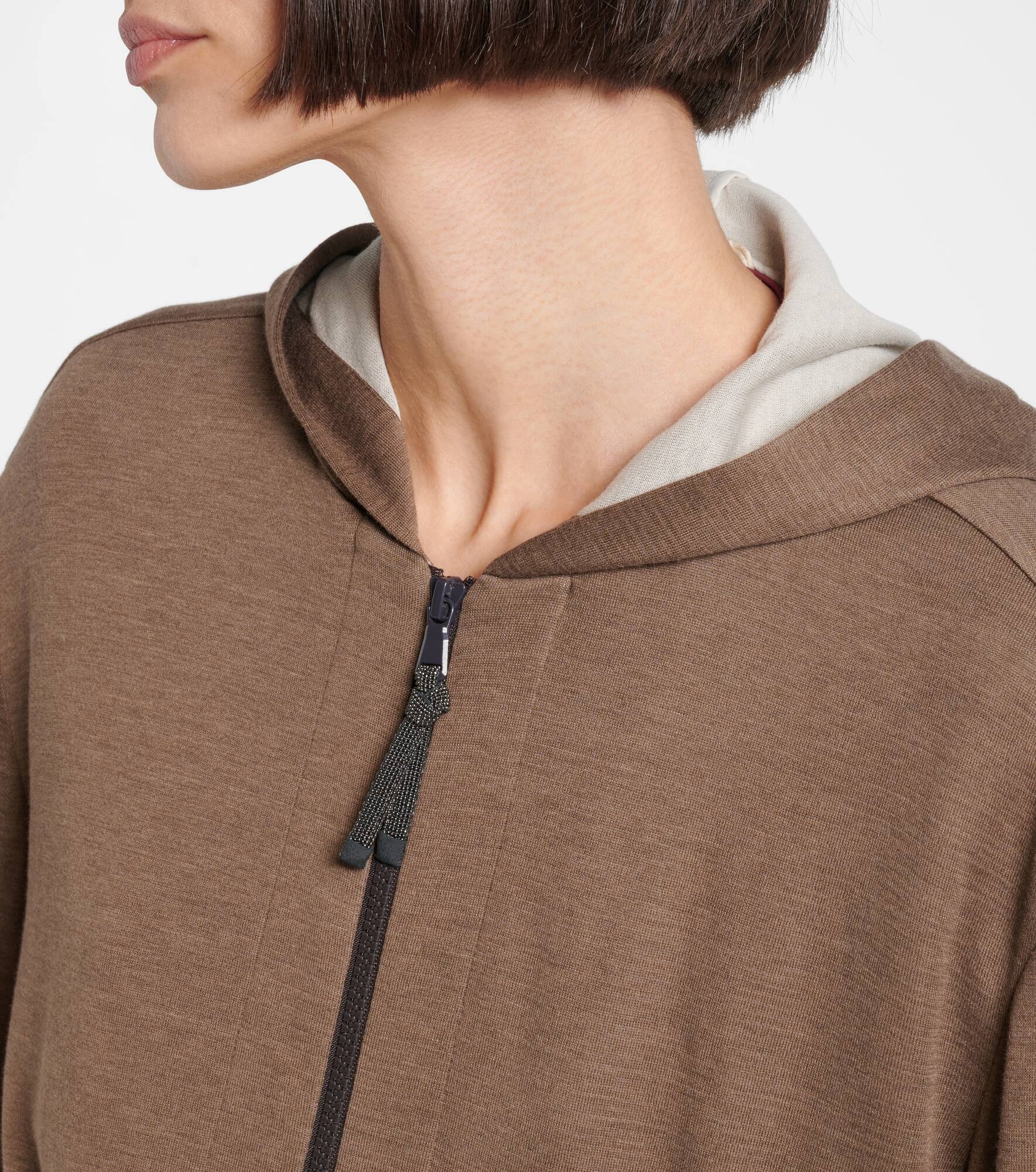 Cotton and silk zip-up hoodie - 4