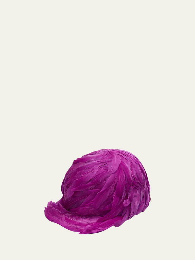 Feather Trim Satin Baseball Hat 1
