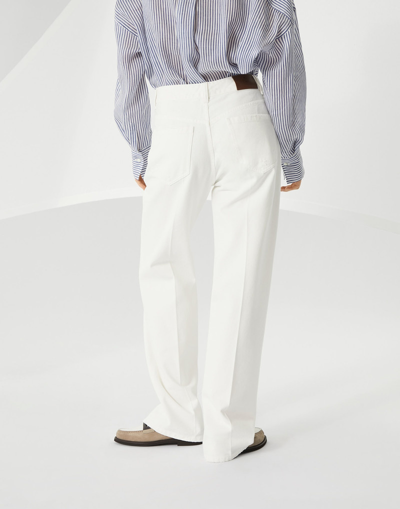 Brunello Cucinelli Dyed denim contemporary loose trousers outlook
