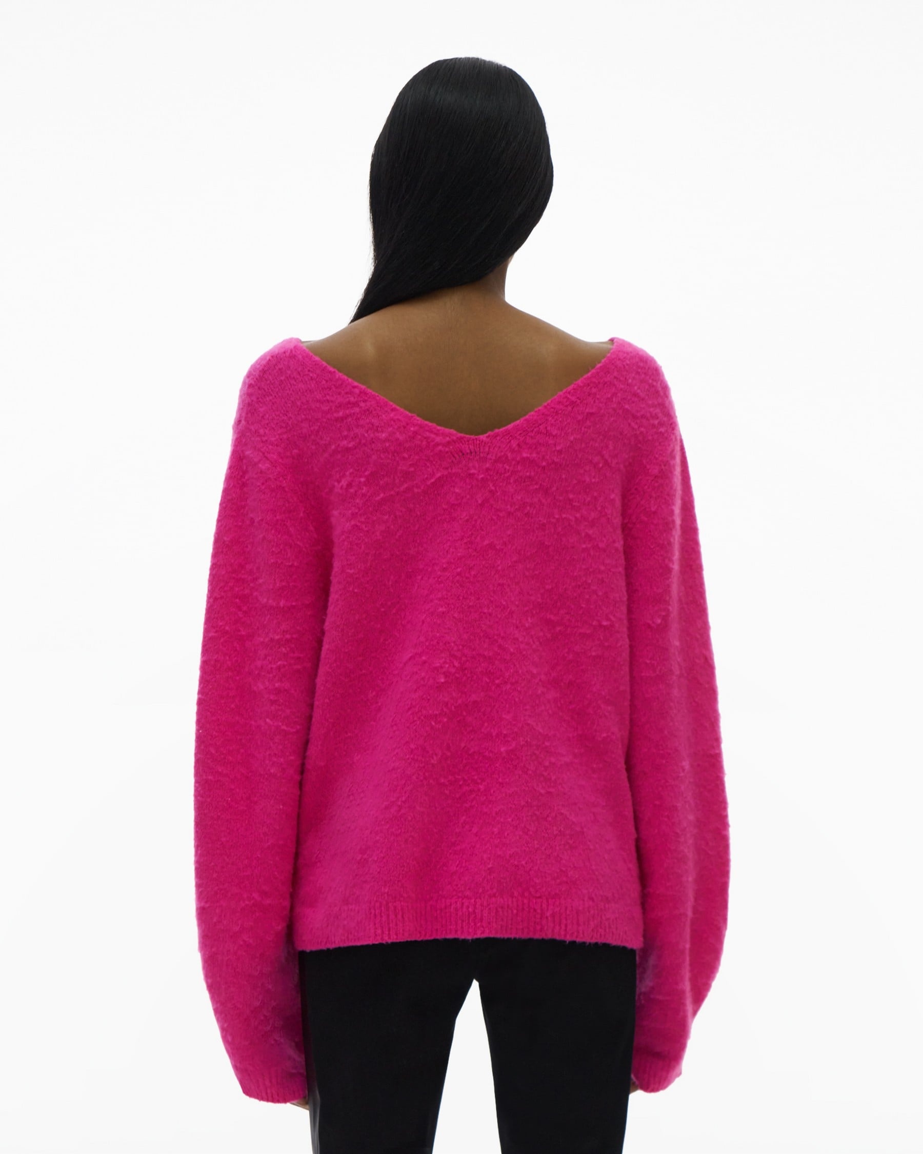 BRUSHED DOUBLE V-NECK SWEATER - 4