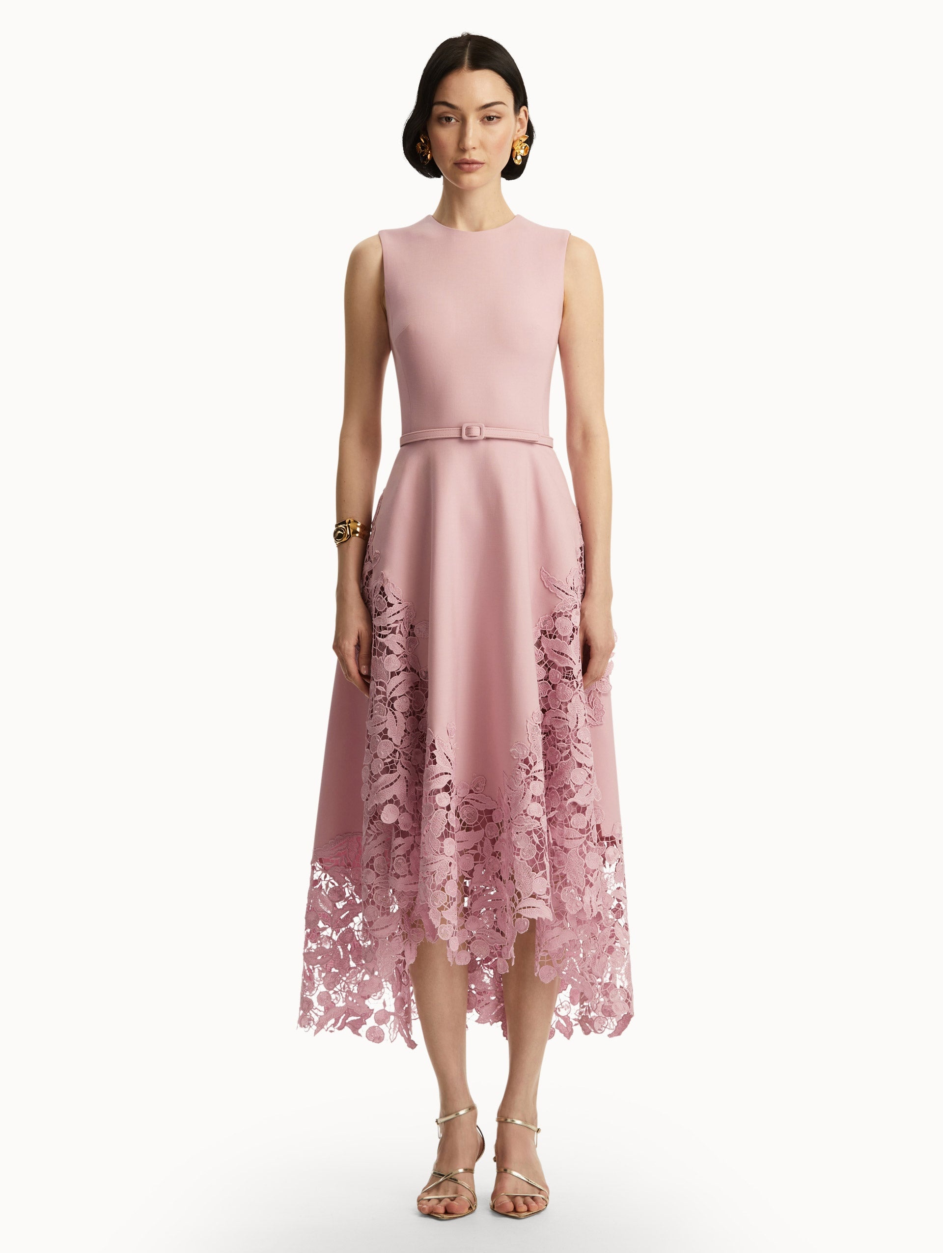 CHERRY GUIPURE LACE MIDI DRESS - 2