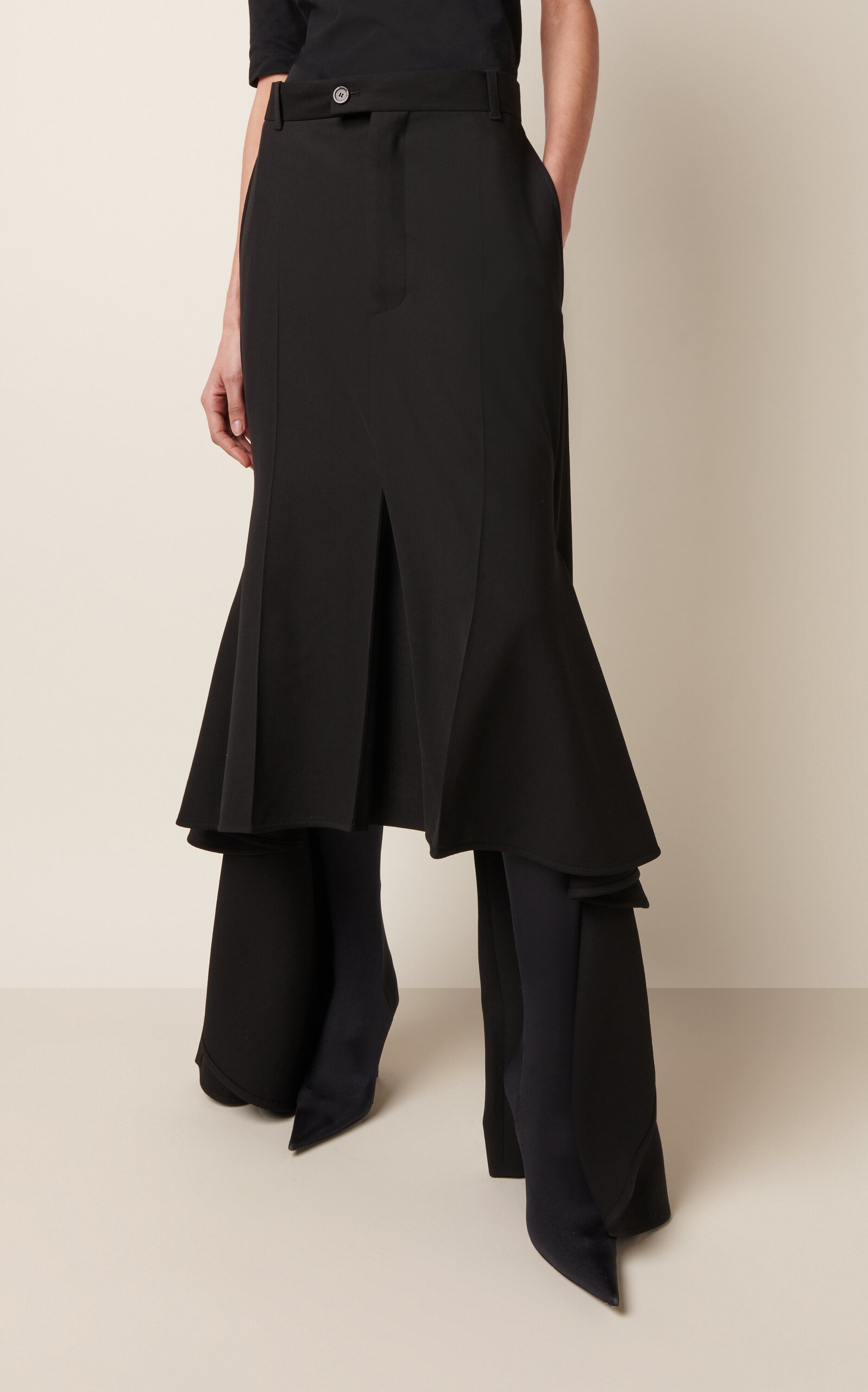 Wool Godet Pant-Skirt black - 3