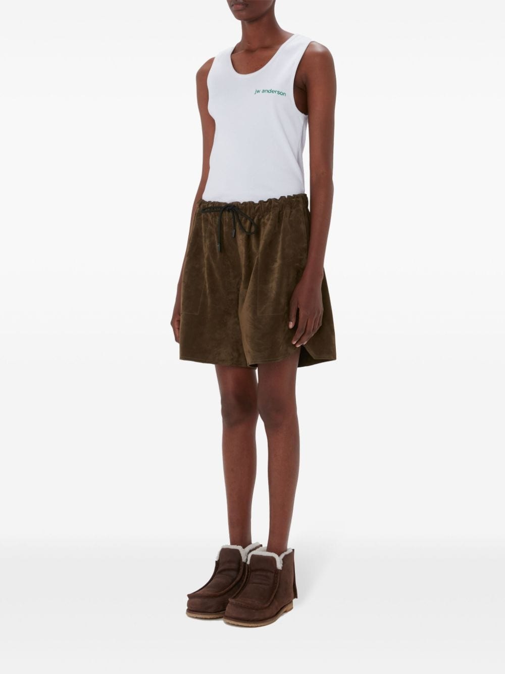 drawstring leather shorts - 2
