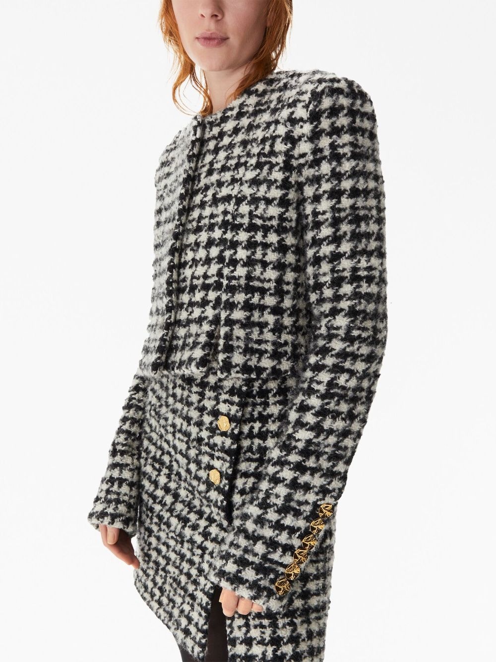 houndstooth-pattern wool-cotton jacket - 4