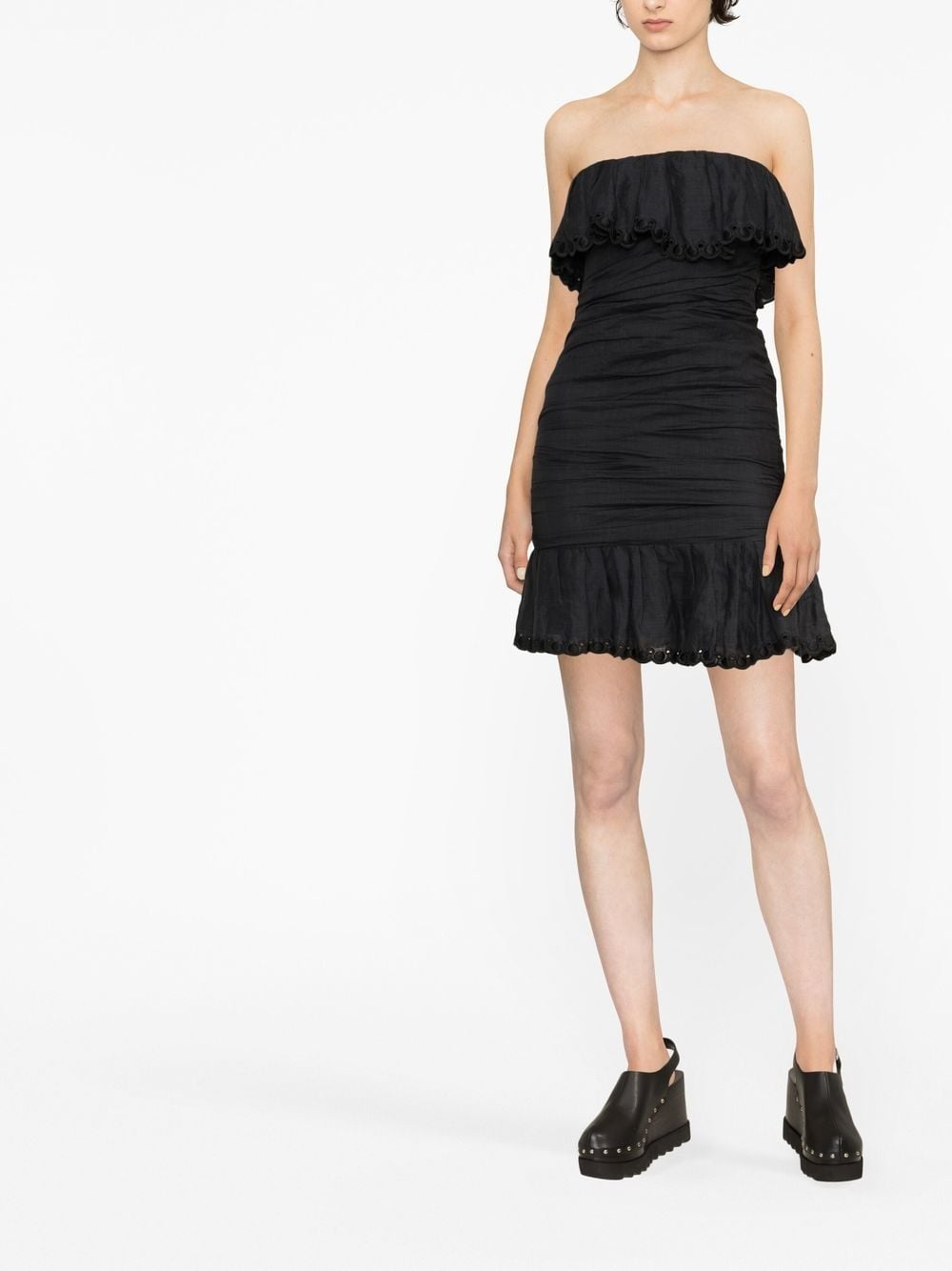 off-shoulder ruched minidress - 2