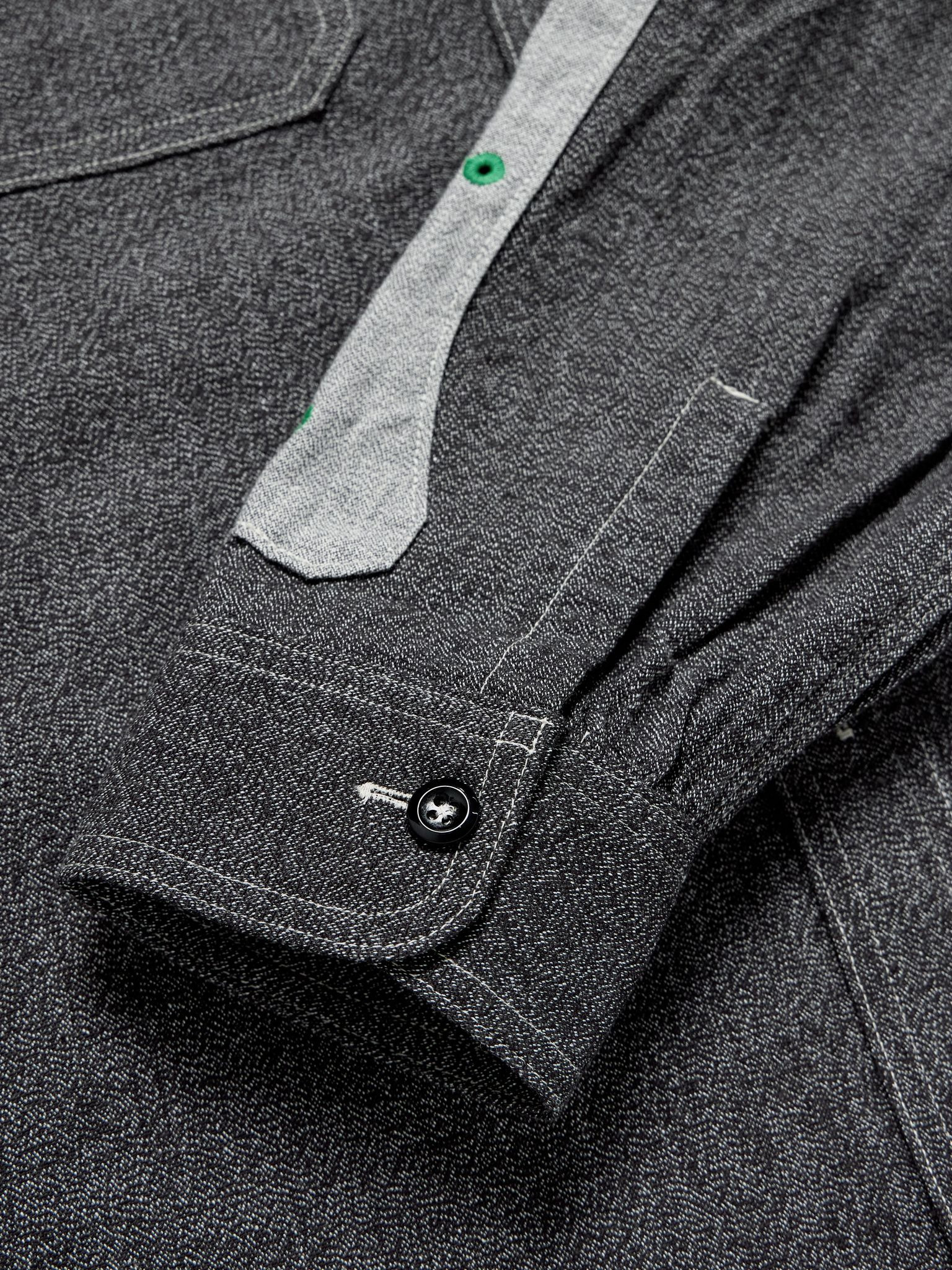 Appliquéd Panelled Cotton Shirt Black - 5