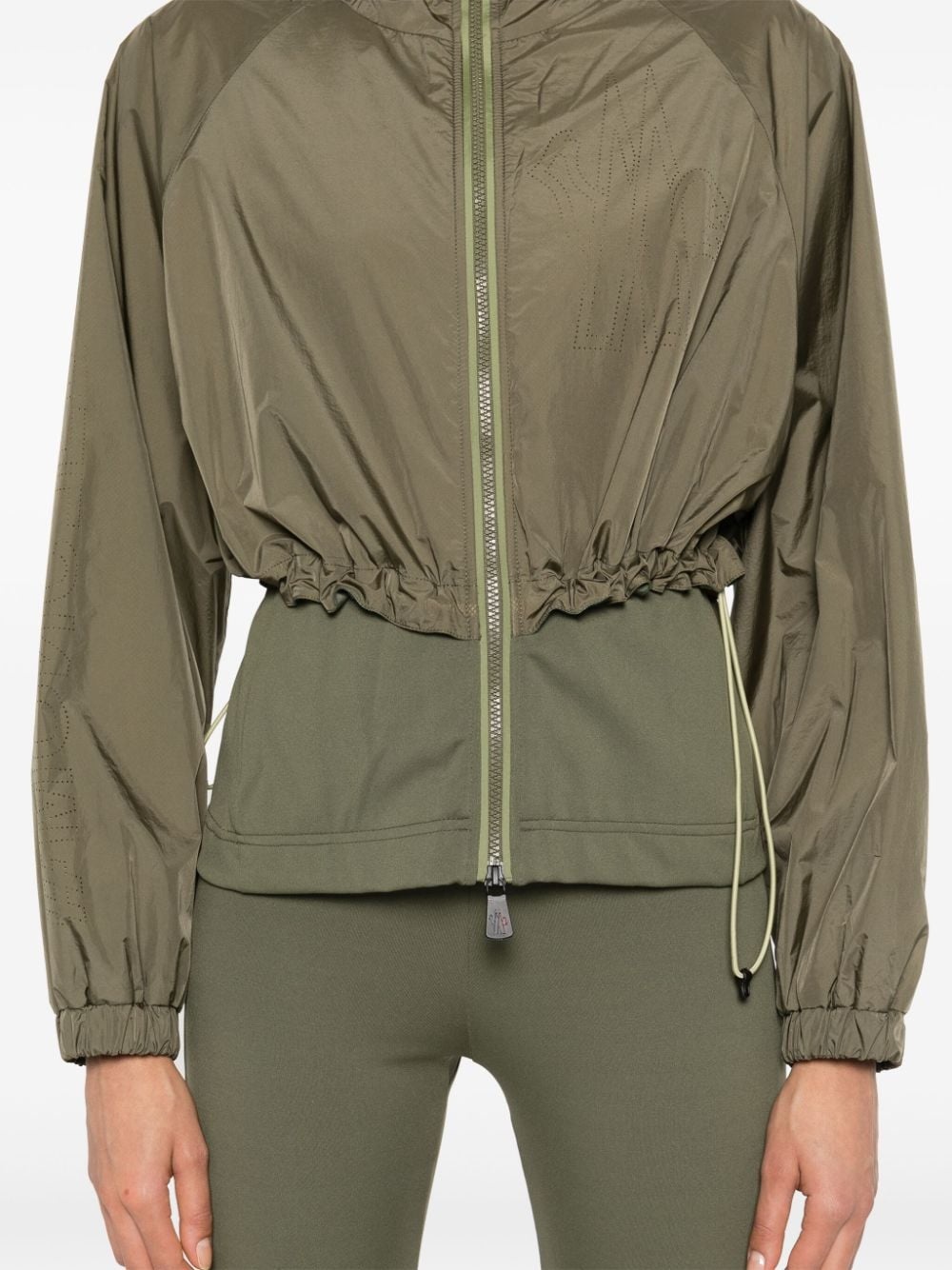 perforated-logo layered hooded jacket - 5