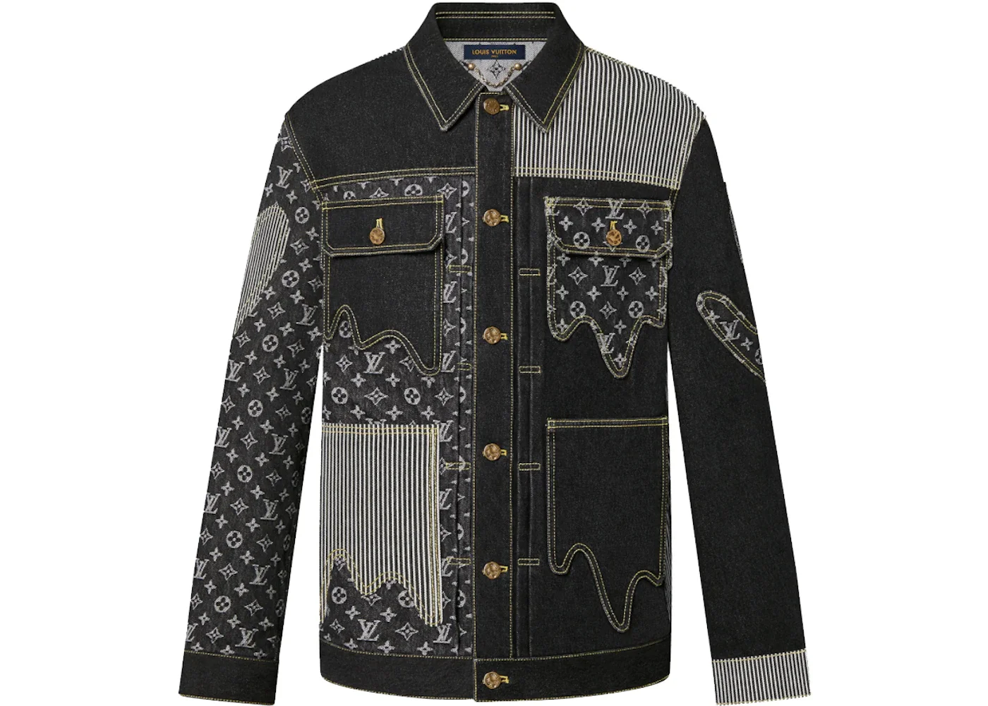 Louis Vuitton x Nigo Monogram Crazy Denim Workwear Jacket Black - 1
