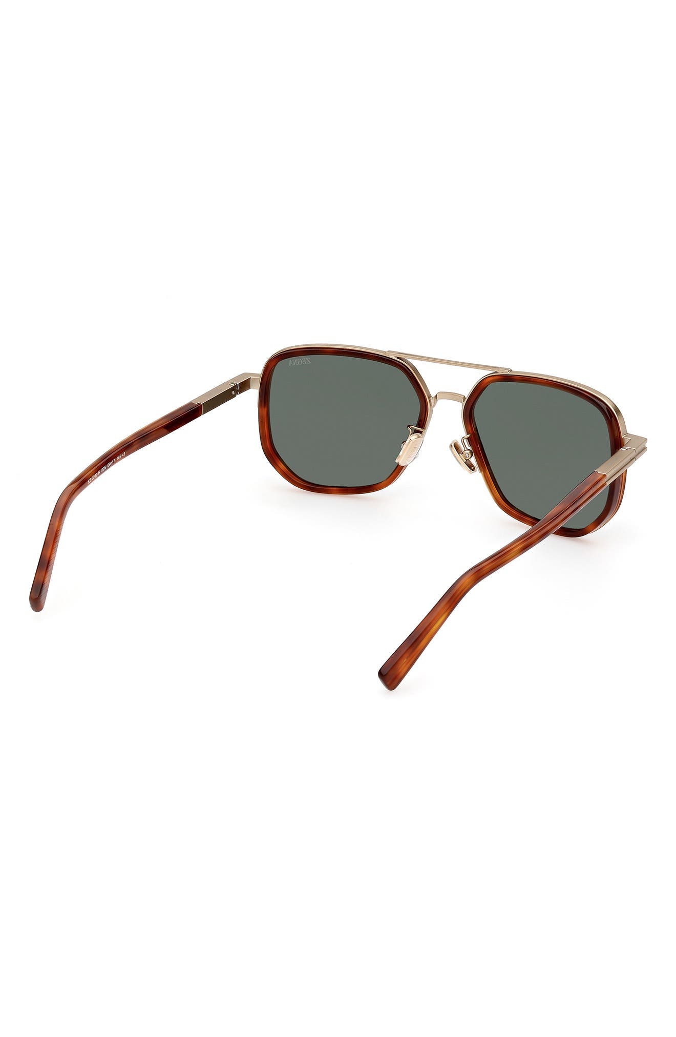 ZEGNA 56mm Navigator Polarized Sunglasses in Shiny Classic Havana at Nordstrom - 7