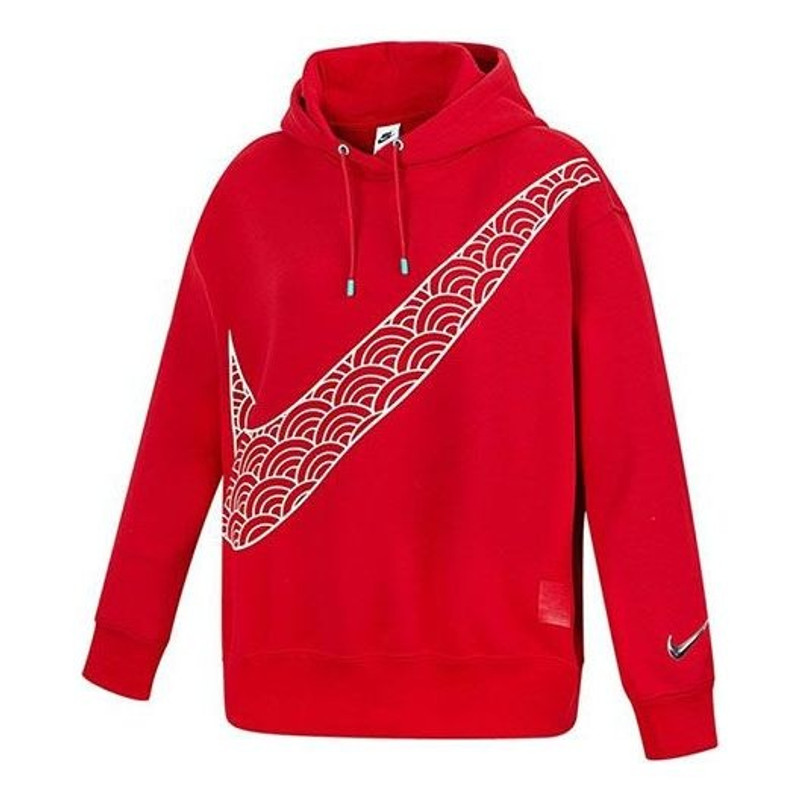 (WMNS) Nike CNY New Year's Edition Hoodie Fleece Loose Knit Sports Gym Red DQ5368-687 - 1