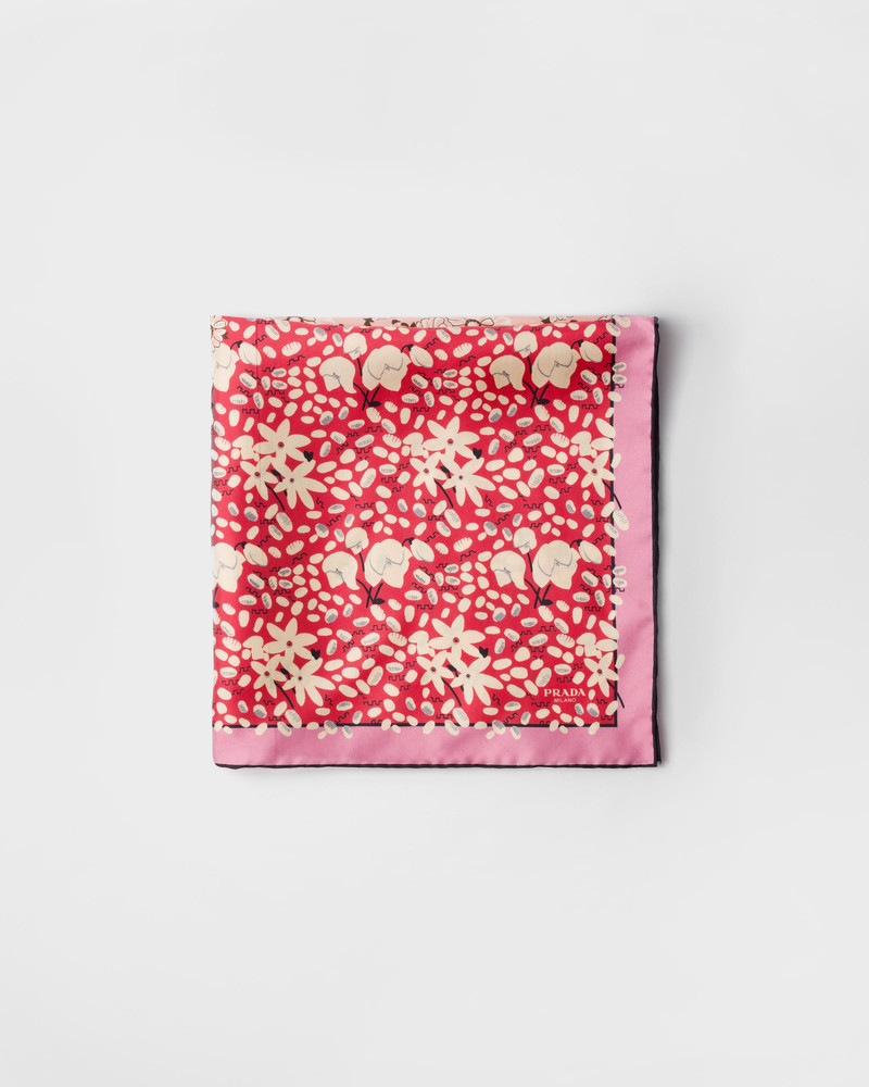 Printed silk twill scarf, 55 X 55 cm 1