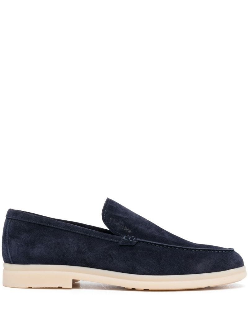 topstitched suede loafers - 1