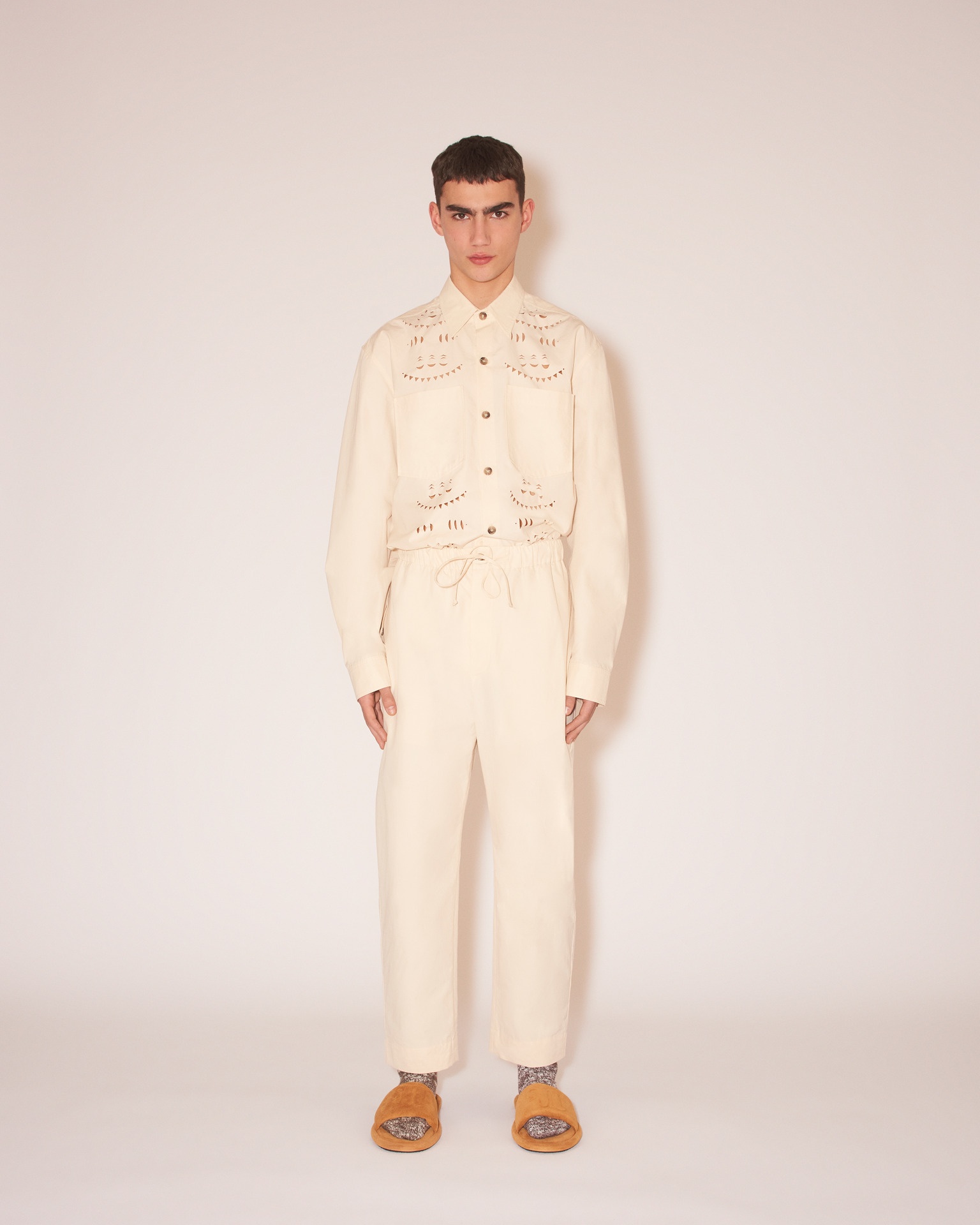 JARI - Laser-cut shirt - Creme - 2