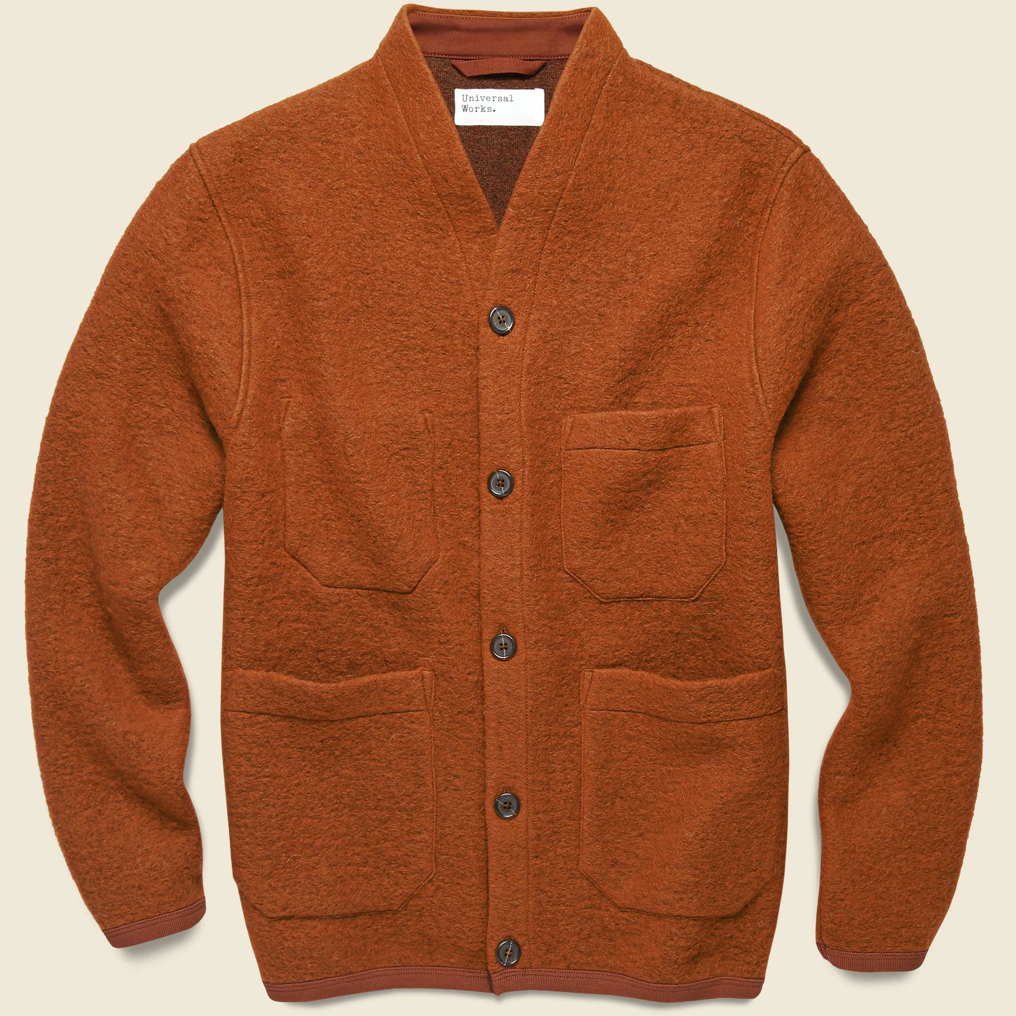 Wool Fleece Cardigan - Rust - 1