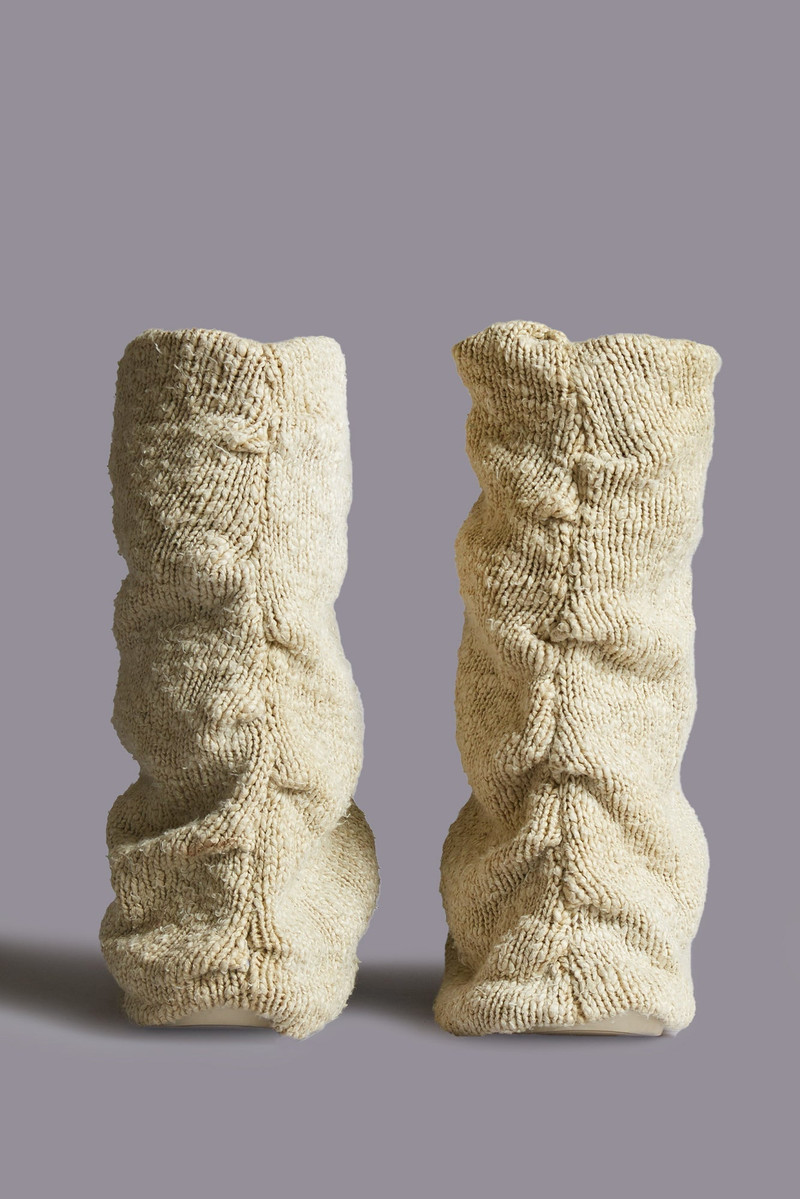 R13 KURT HIGH TOP SNEAKER WITH WARMER - LIGHT KHAKI PLAIN KNIT outlook