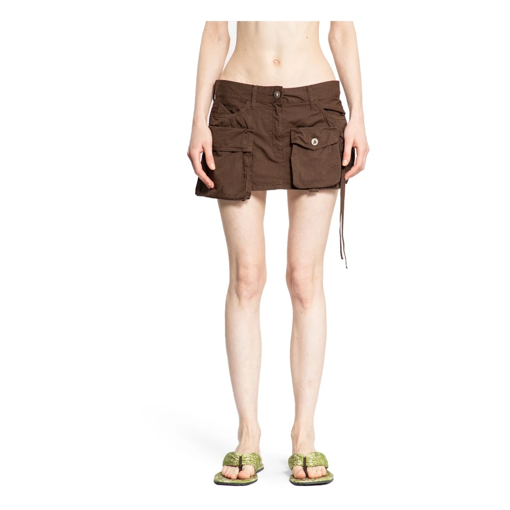 ミニスカート THE ATTICO Women Mid Skirts 247WCS136 BROWN THE ATTICO BROWN COTTON CANVAS MINI SKIRT | miinto | REVERSIBLE