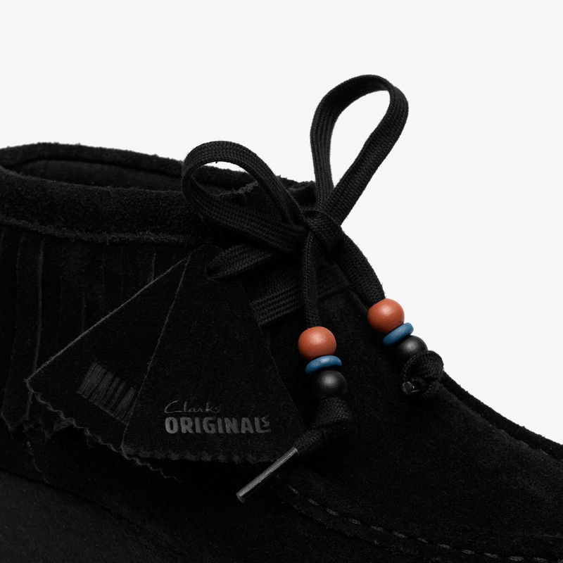 Wallabee Wedge Fringe Black Suede 8