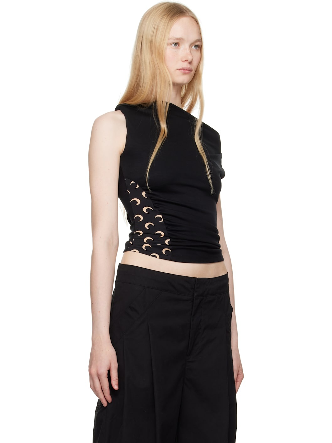 SSENSE Exclusive Black Soft Jersey Draped Top - 2