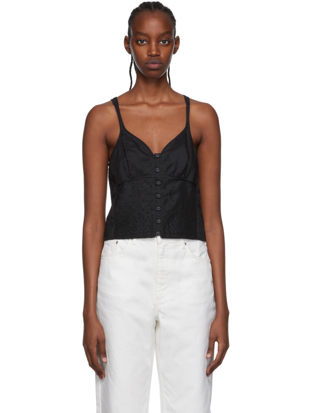 Black Ramie Tank Top - 13