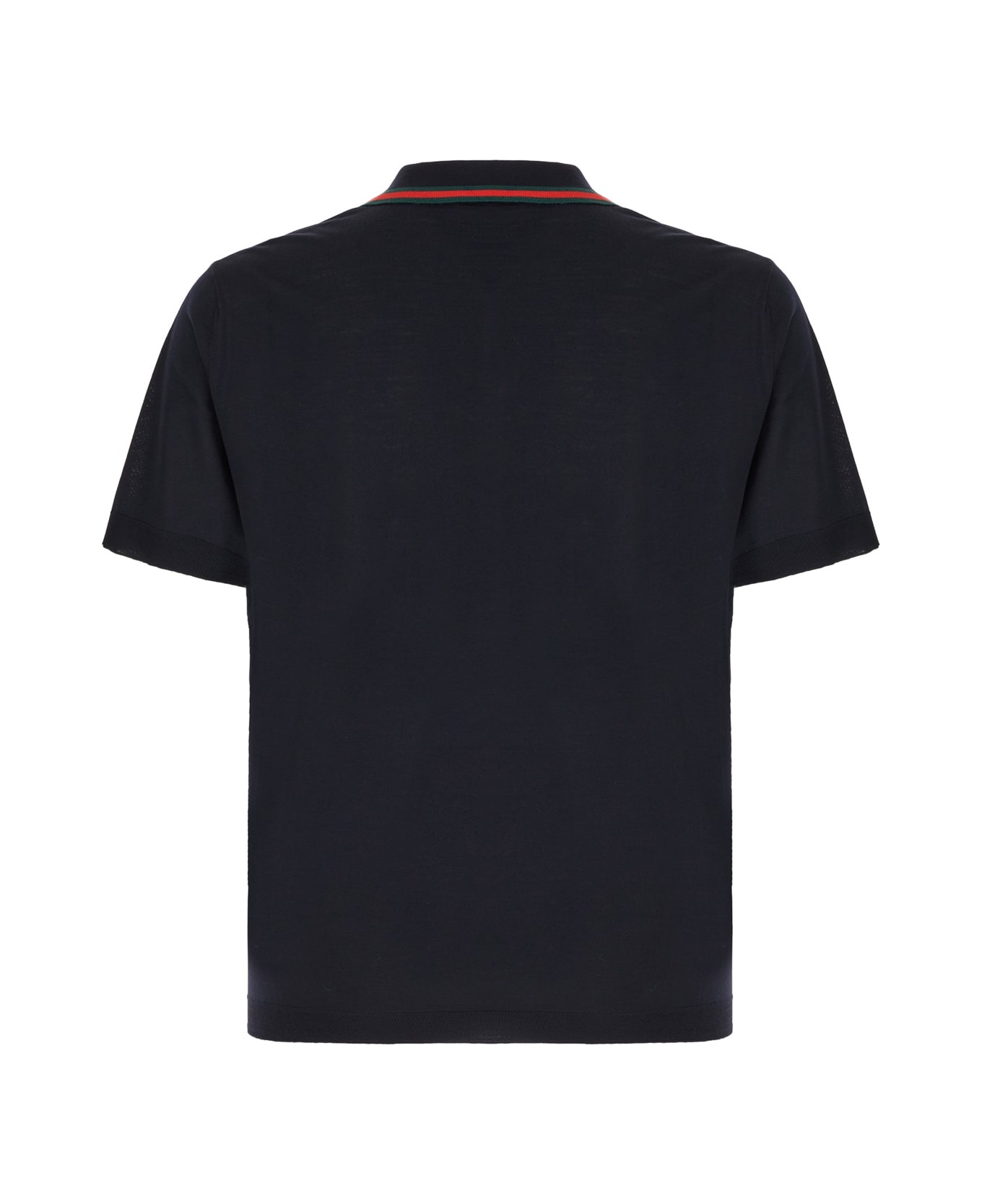 Midnight Blue Wool Polo Shirt - 2