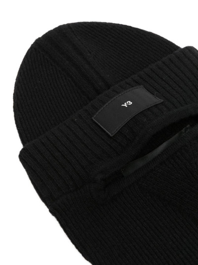 Y-3 logo-patch ribbed-knit balaclava outlook