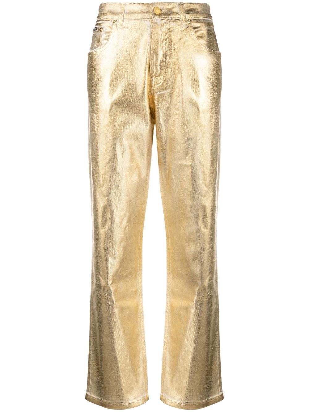 metallic-effect straight leg jeans - 2