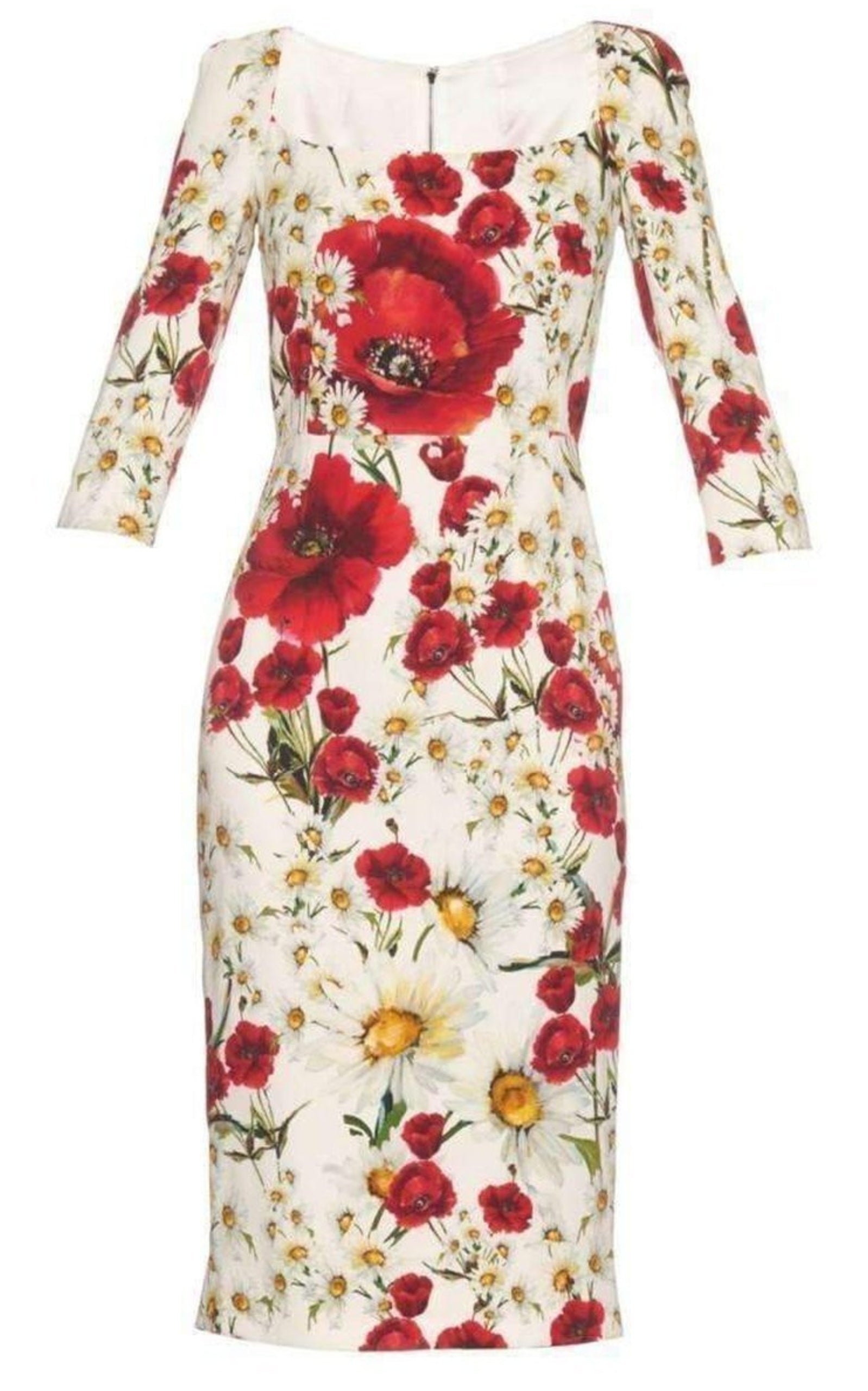 Daisy and Poppy Print Silk Blend Dress - 1