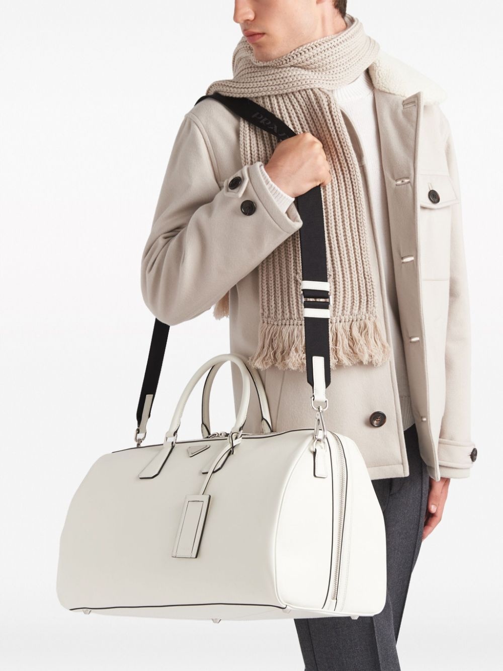 triangle-logo leather bag - 3