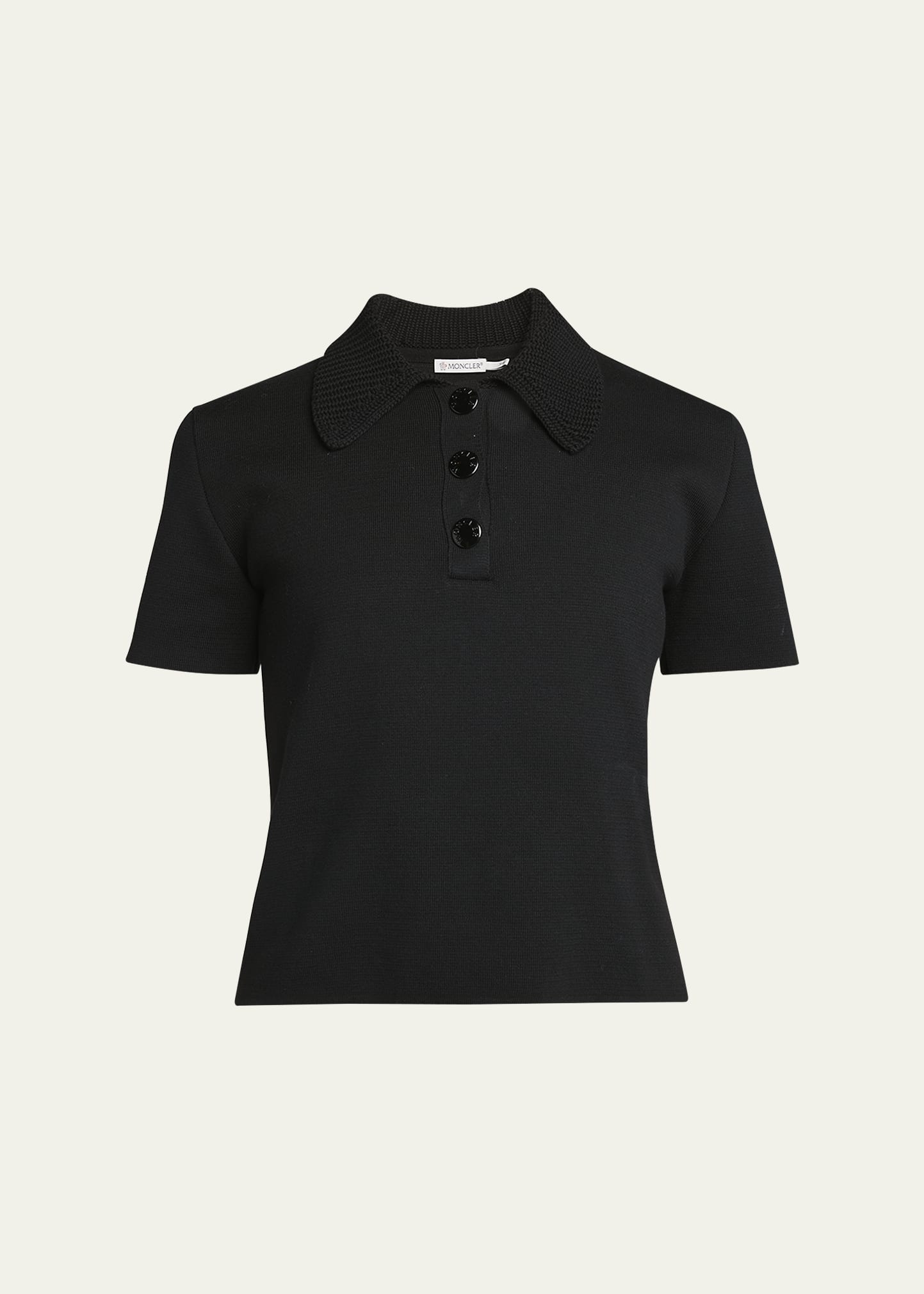 Knit Collar Short-Sleeve Polo - 1