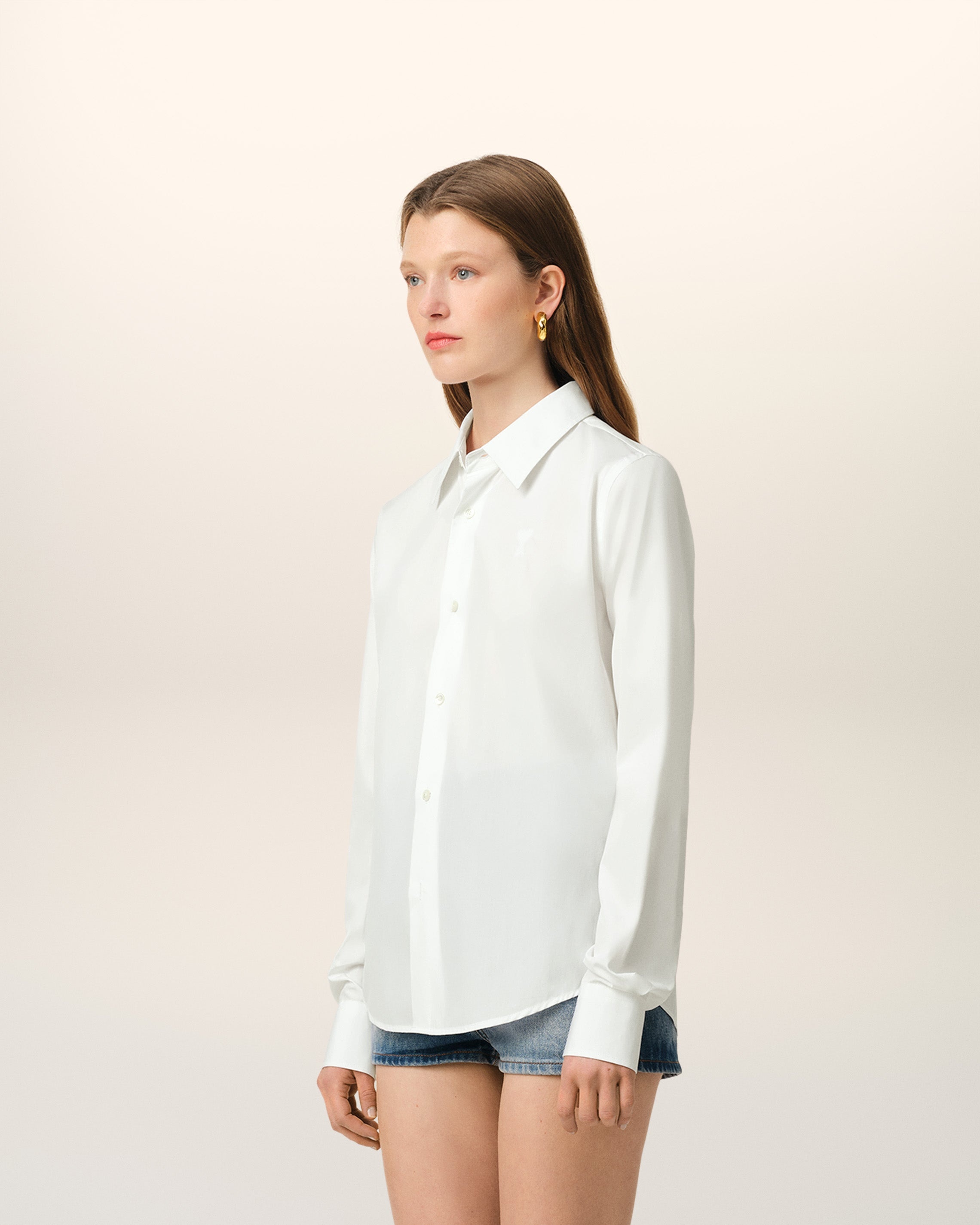 WHITE COTTON AMI DE COEUR CLASSIC SHIRT - 6