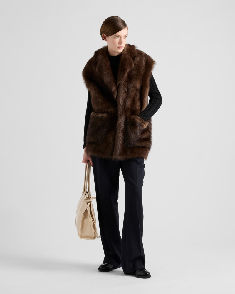 Prada Belted shearling vest outlook