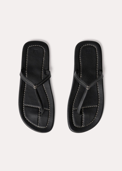 Totême The t-strap sandal black grain outlook