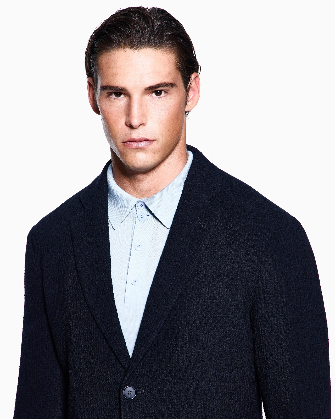 SINGLE-BREASTED JACKET IN STRETCH WOOL SEERSUCKER - 5