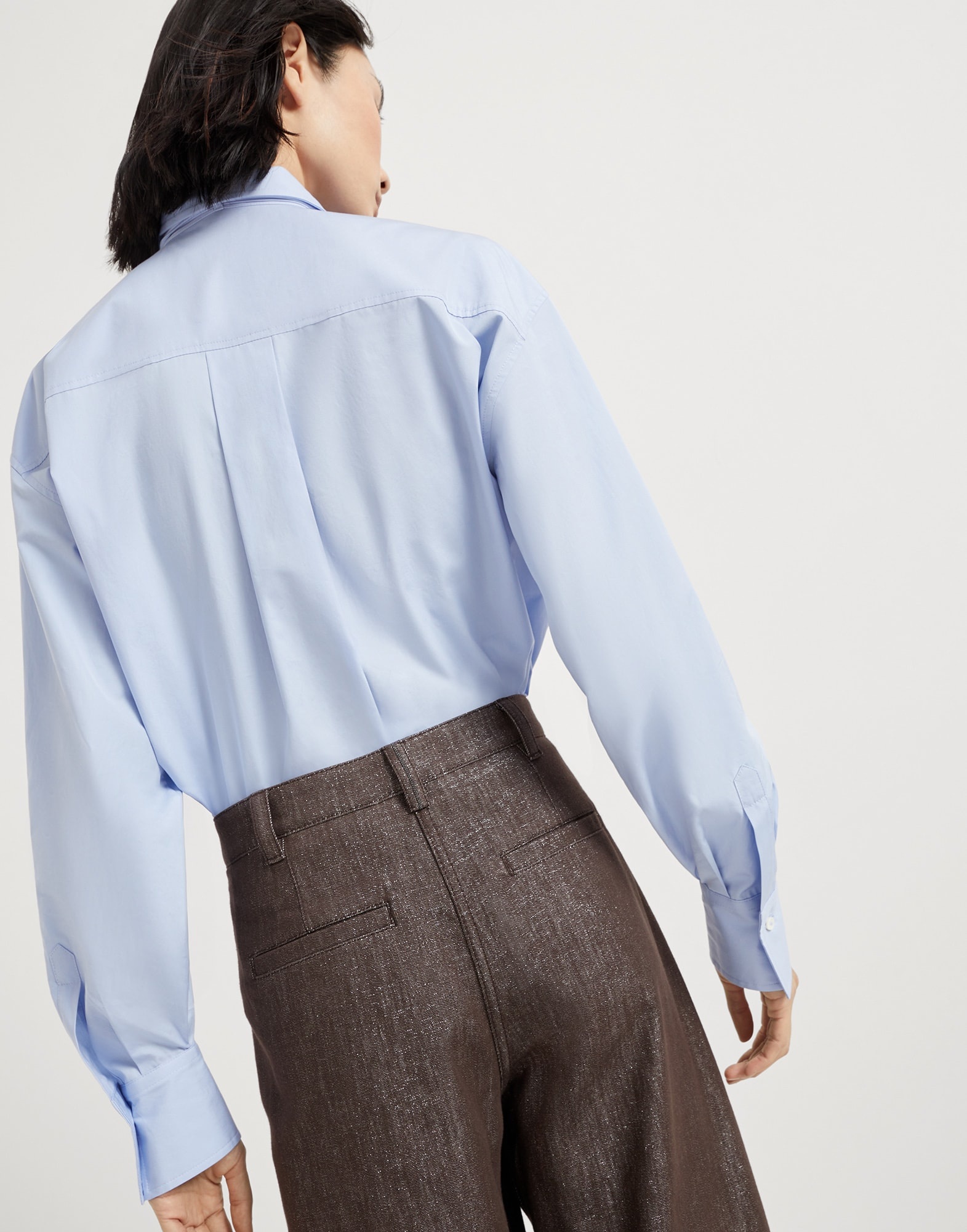 Sparkling no-fade denim loose curved trousers with monili - 3