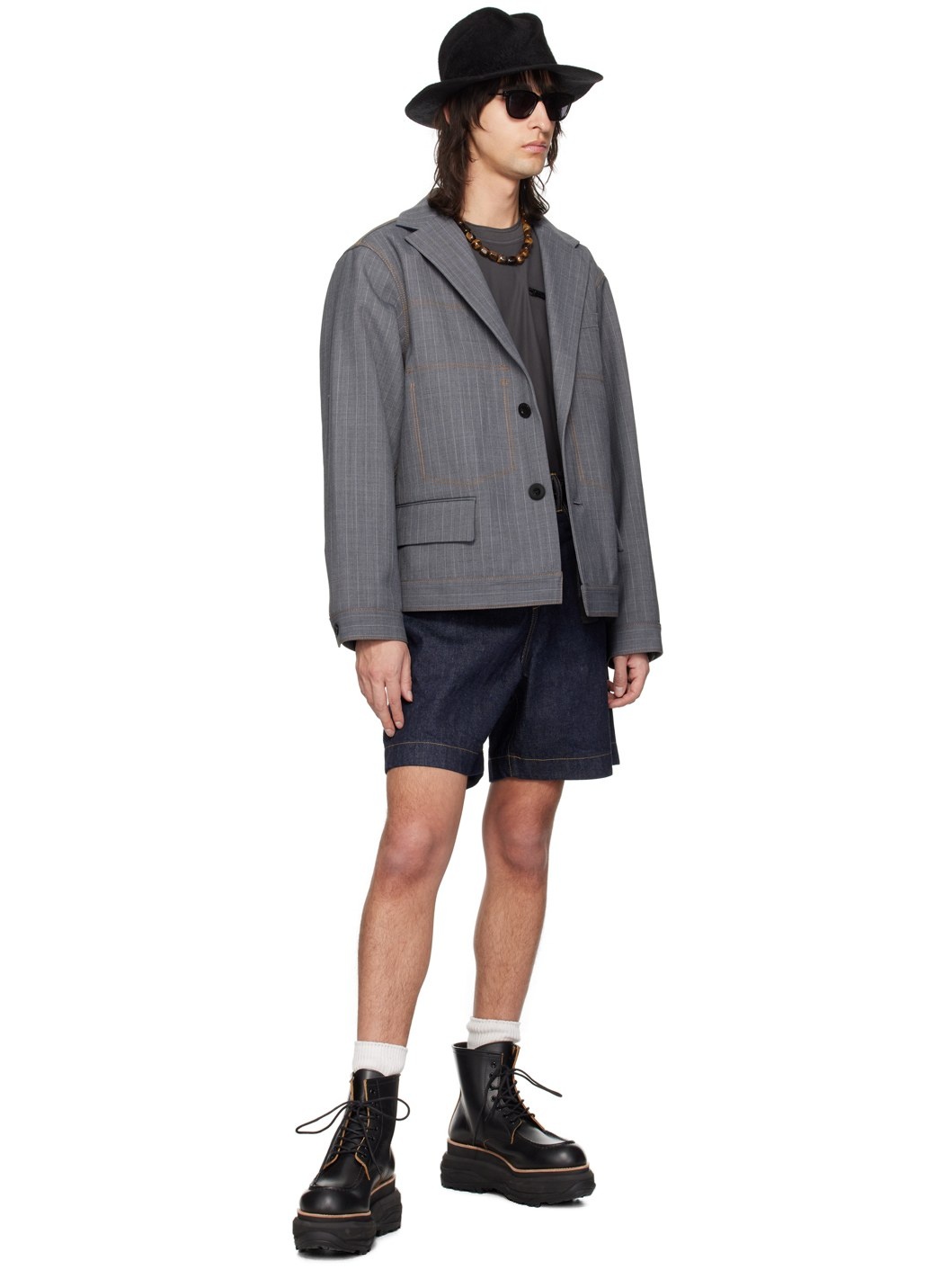 sacai Indigo Belted Denim Shorts | ssense | REVERSIBLE