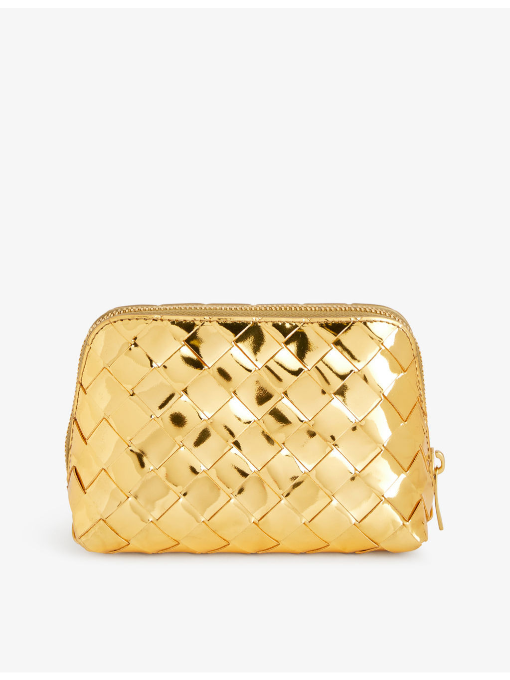 Intrecciato metallic-leather pouch - 3